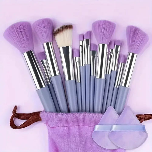 Premium Synthetic Nylon Bristle Makeup Brush Set - Soft, Gentle - 13pcs