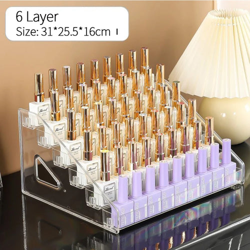 Acrylic Nail Polish Display Rack - Transparent 3/4/5/6/7 Layer Cosmetic Organizer