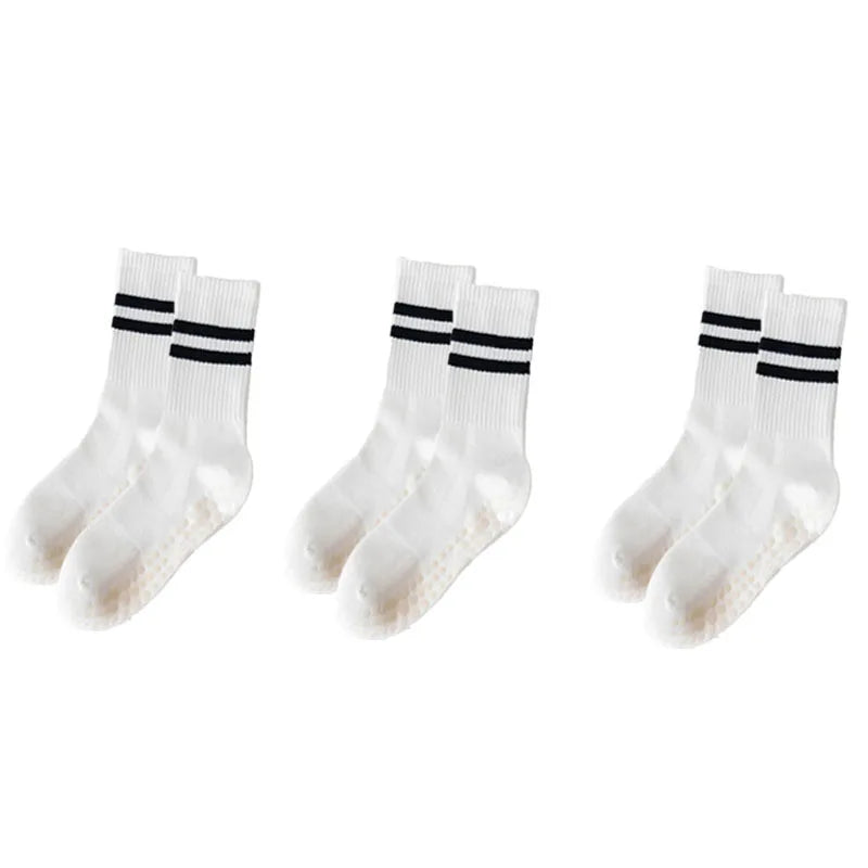 3-Pair Pilates Socks – Anti-Slip Silicone Floor Socks for Yoga, Dance & Fitness Exercise