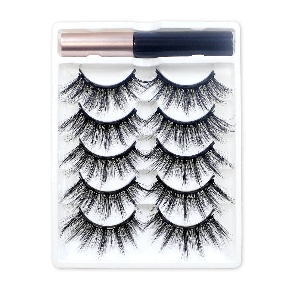 REDSIREN Magnetic Lashes & Eyeliner Kit – Reusable Magnetic False Eyelashes with 5 Pairs & 1 Tube Eyeliner