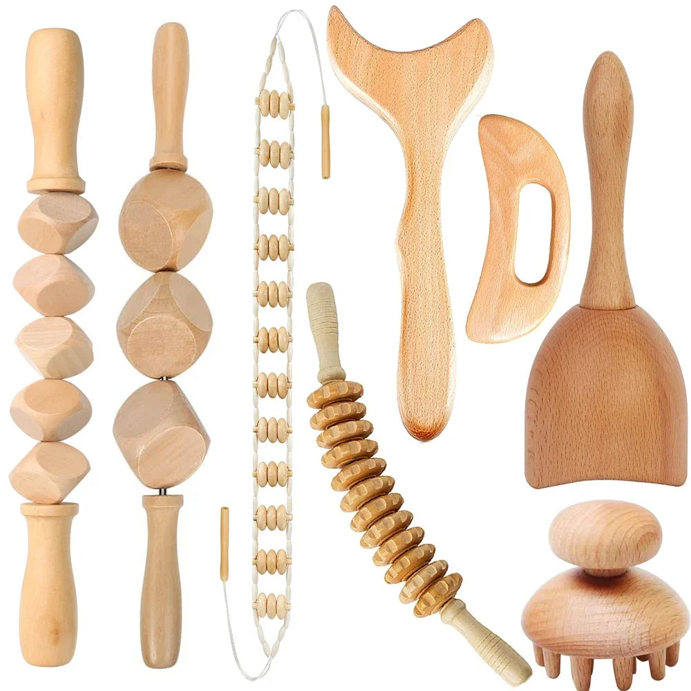 Wooden Therapy Massage Set – Anti-Cellulite & Body Slimming Gua Sha Tools (2/4/6/8PCS)