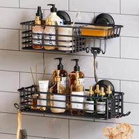 Shower Caddy 2-Pack with Hooks & Soap Holder, No Drilling, Heavy Duty Bathroom Organizer