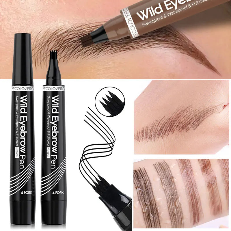 4-Point Eyebrow Pen – Long-Lasting Waterproof Liquid Microblading Tattoo Pencil for Natural Brows