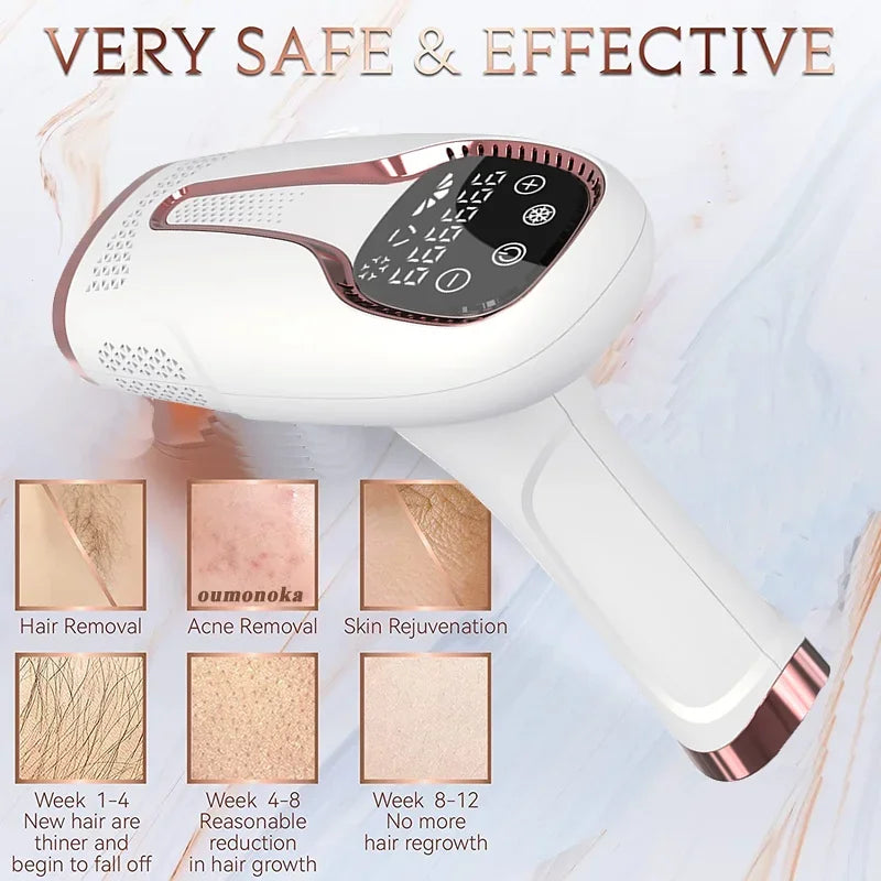 IPL Laser Epilator 999,999 Flashes Painless Hair Removal for Women & Men, Bikini & Body Trimmer, Home Use