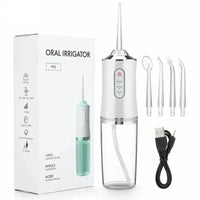 Portable Dental Water Flosser with USB Rechargeable, 220ml Water Tank, 4 Jet Tips, 3 Modes