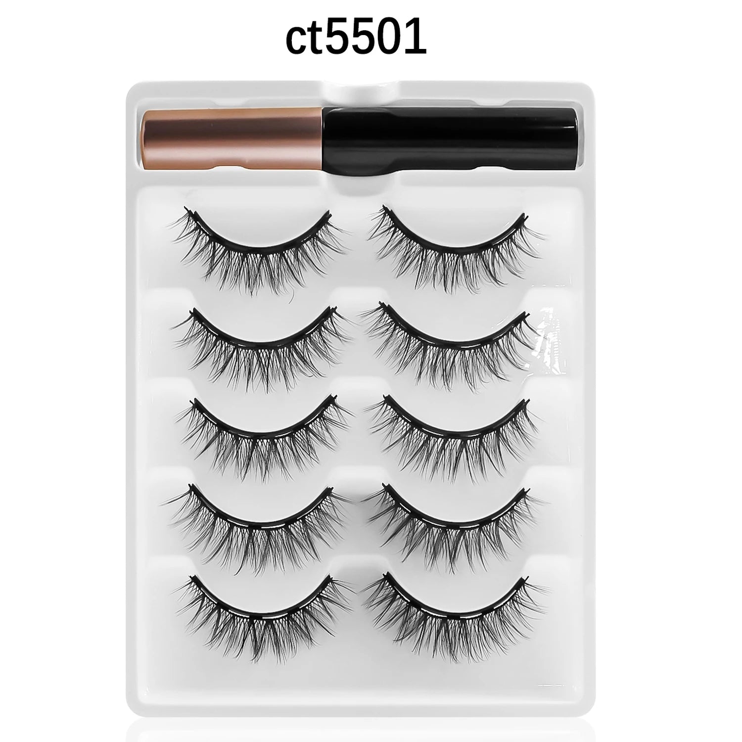 REDSIREN Magnetic Lashes & Eyeliner Kit – Reusable Magnetic False Eyelashes with 5 Pairs & 1 Tube Eyeliner