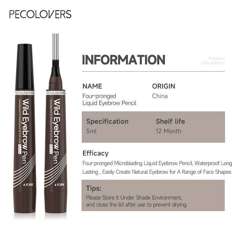 4-Point Eyebrow Pen – Long-Lasting Waterproof Liquid Microblading Tattoo Pencil for Natural Brows