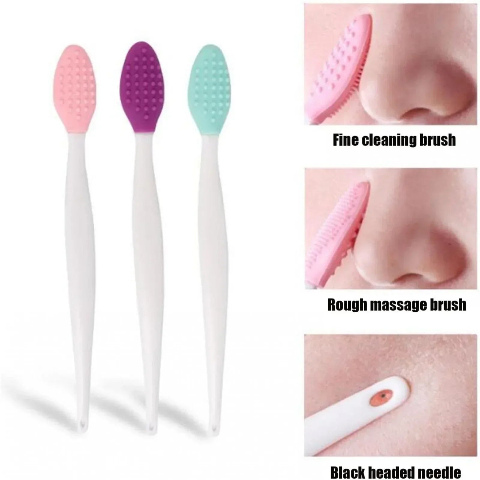 2pc Silicone Skin Care Lip Exfoliating & Nose Cleaning Brush – Blackhead Removal & Facial Scrub Tool, Double-Sided for Deep Cleansing