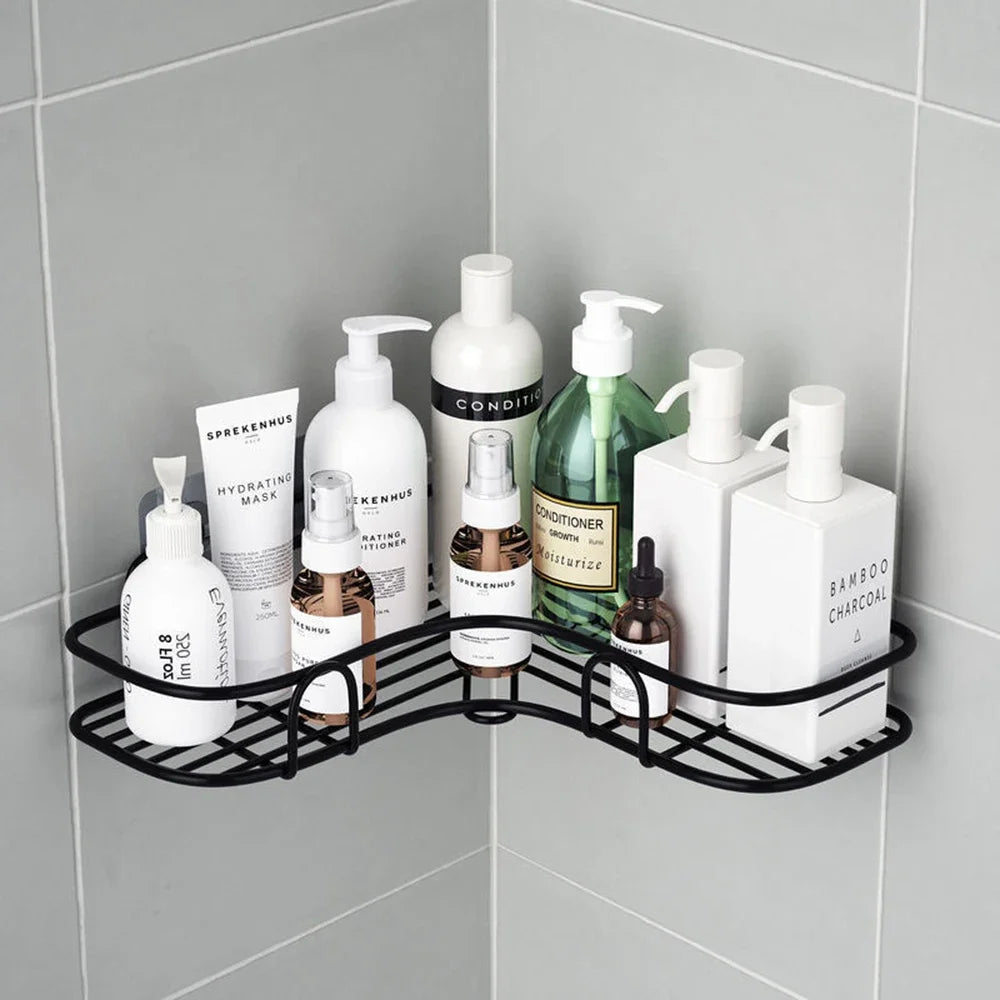 Bathroom Shelf Shower Wall Mount Shampoo Storage Holder with Suction Cup - No Drilling Kitchen Storage