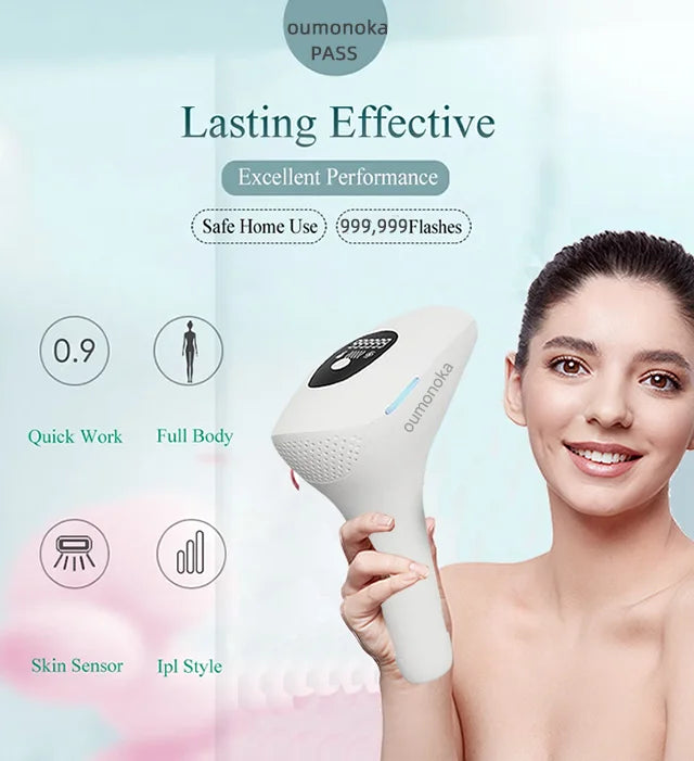 IPL Laser Epilator 999,999 Flashes Painless Hair Removal for Women & Men, Bikini & Body Trimmer, Home Use