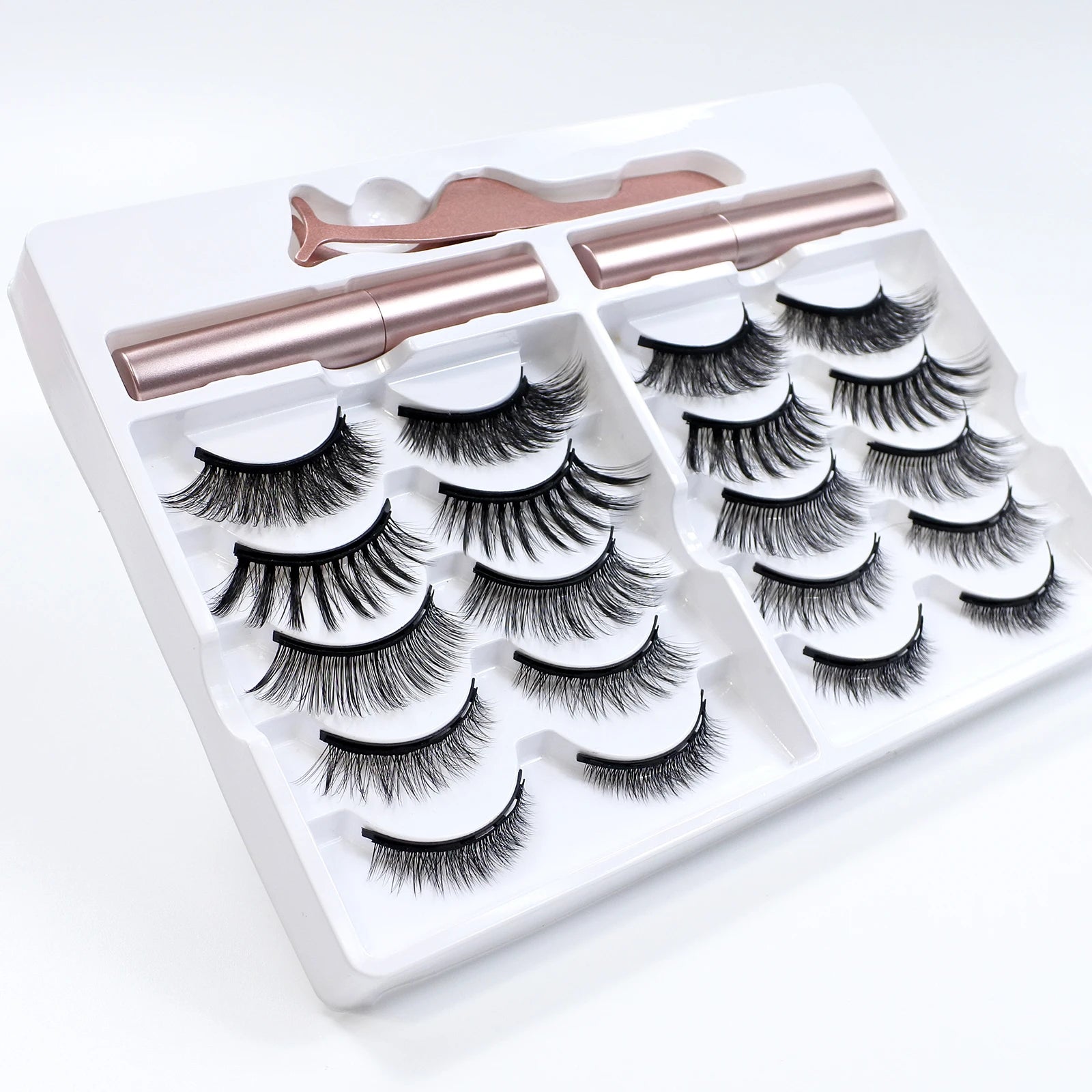 Magnetic Lashes Kit – 5 Pairs Reusable Magnetic False Eyelashes with Eyeliner & Applicator for Natural Look