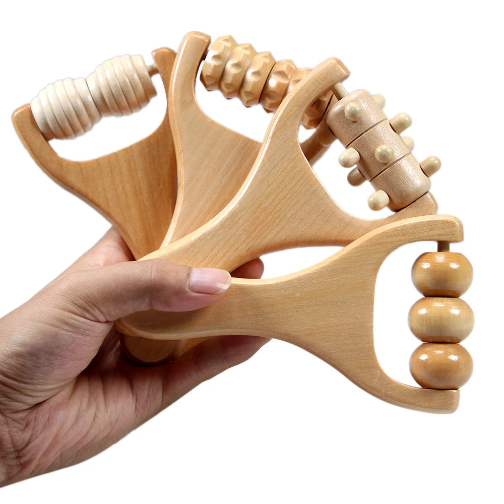 Wooden Massage Roller – Handheld Full Body Massager for Pain Relief, Acupressure & Deep Tissue Therapy