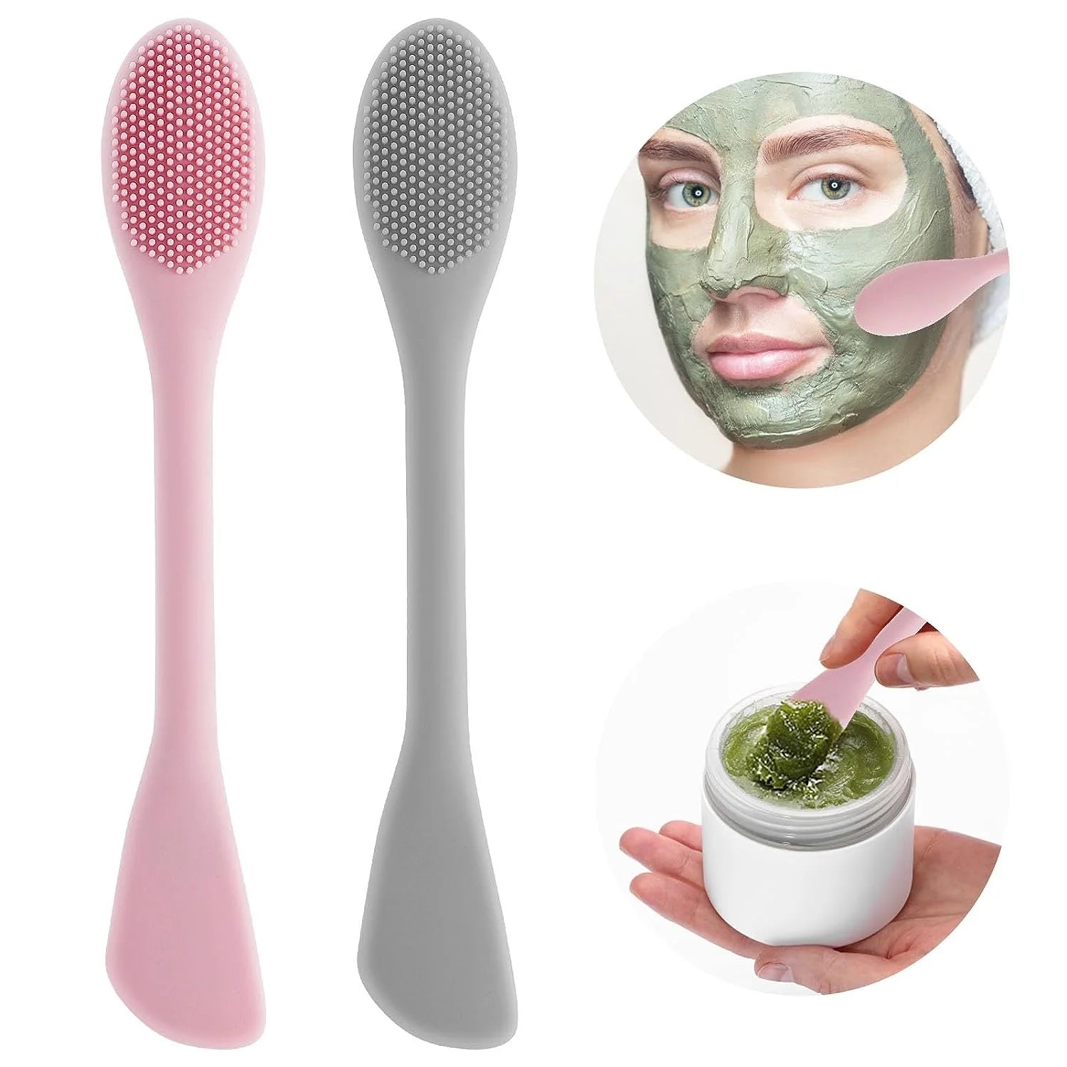 Double Headed Silicone Face Cleansing Scrubber Brush – Facial Mask Applicator & Makeup Brush for Skin Care