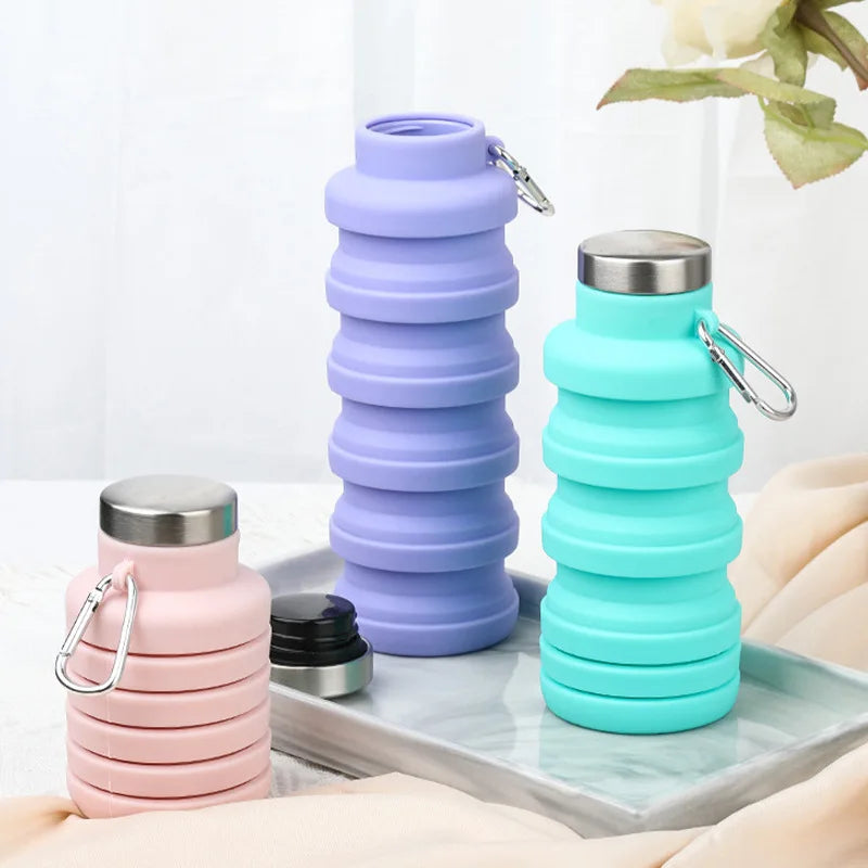 New Portable Silicone Retractable Water Bottle - Collapsible Travel Sport Bottle