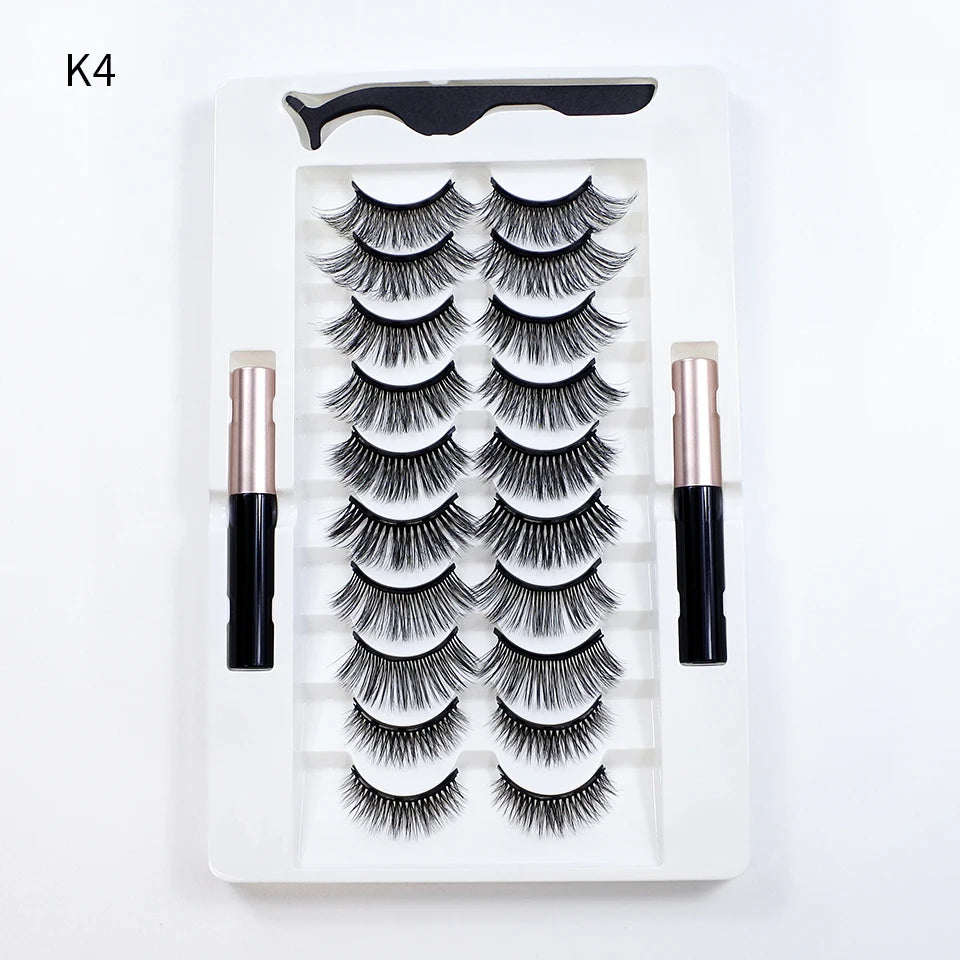 Magnetic Lashes Kit – 5 Pairs Reusable Magnetic False Eyelashes with Eyeliner & Applicator for Natural Look