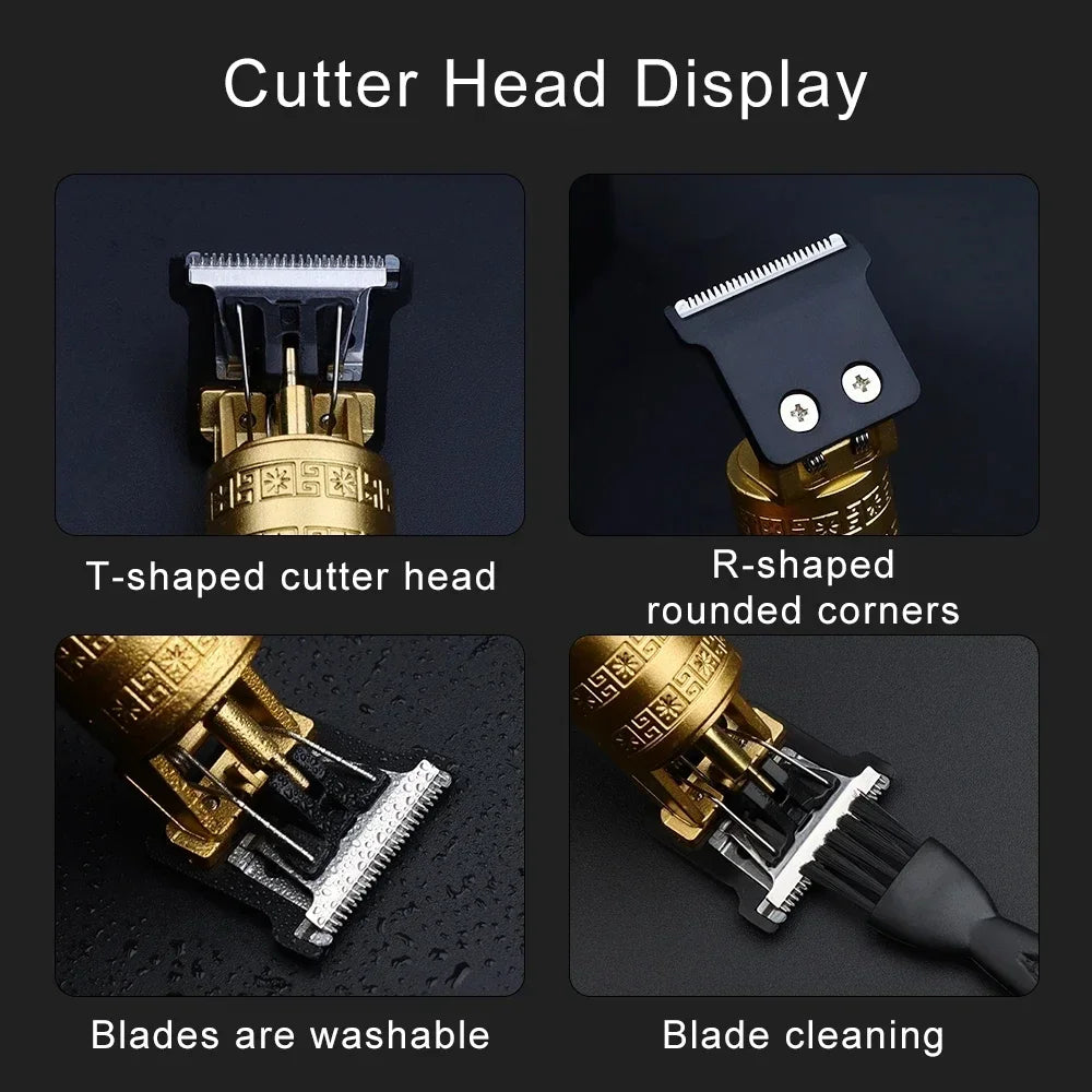 Vintage T9 Hair Clipper Electric Rechargeable Hair Cutting Machine Professional Men Shaver Barber Trimmer for Men Dragon Buddha