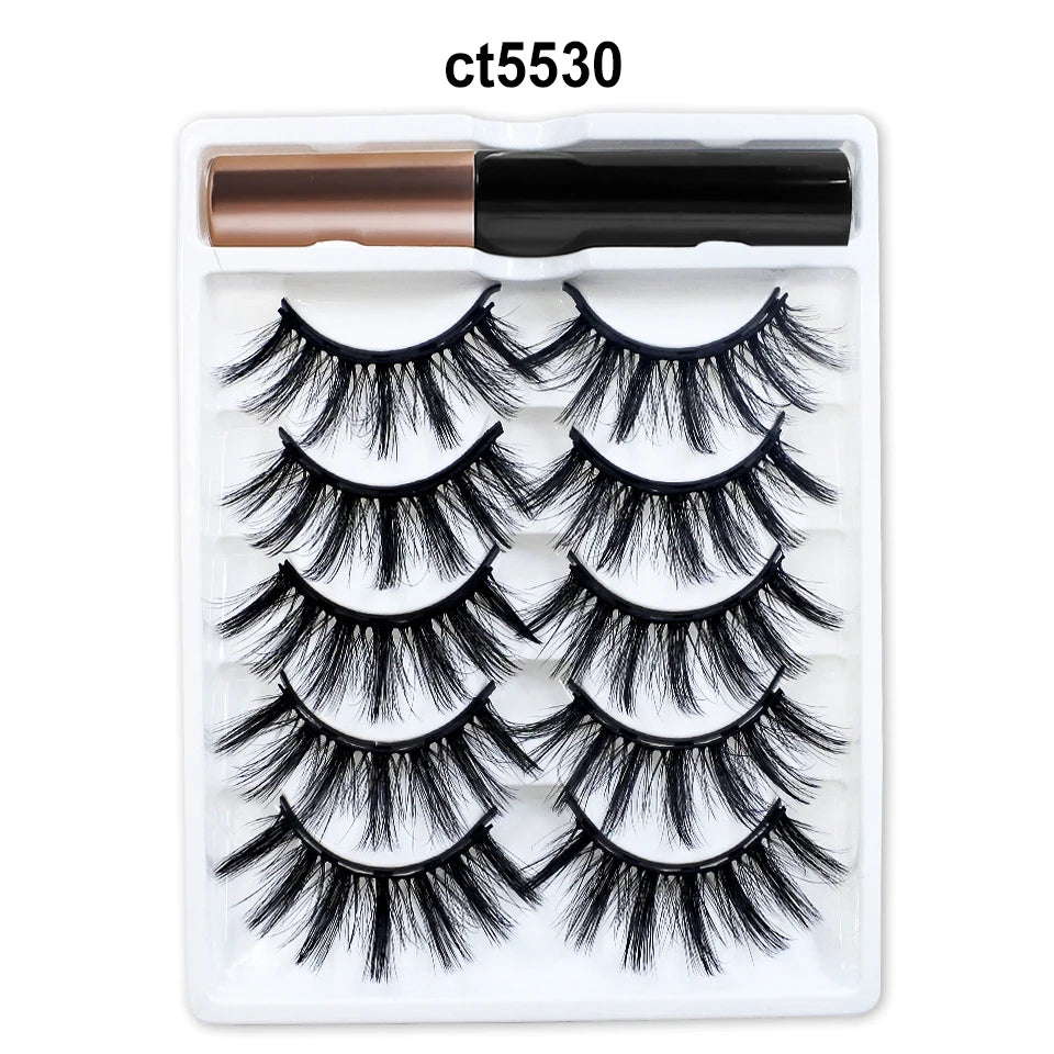 Magnetic Lashes Kit – 5 Pairs Reusable Magnetic False Eyelashes with Eyeliner & Applicator for Natural Look