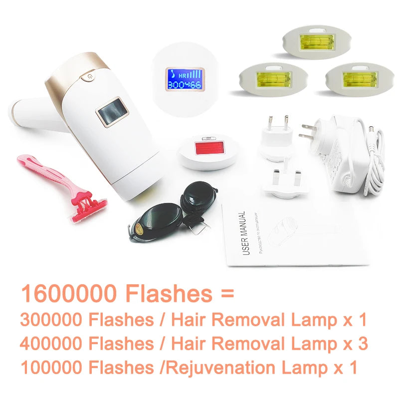 2-in-1 IPL Hair Removal & Rejuvenation Device – Painless, Permanent, Replaceable Lamp Epilator