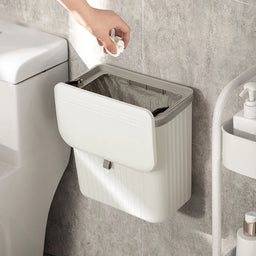 Kitchen Wall-mounted Trash Can - Household Kitchen Waste Storage Bin with Toilet Paper Holder