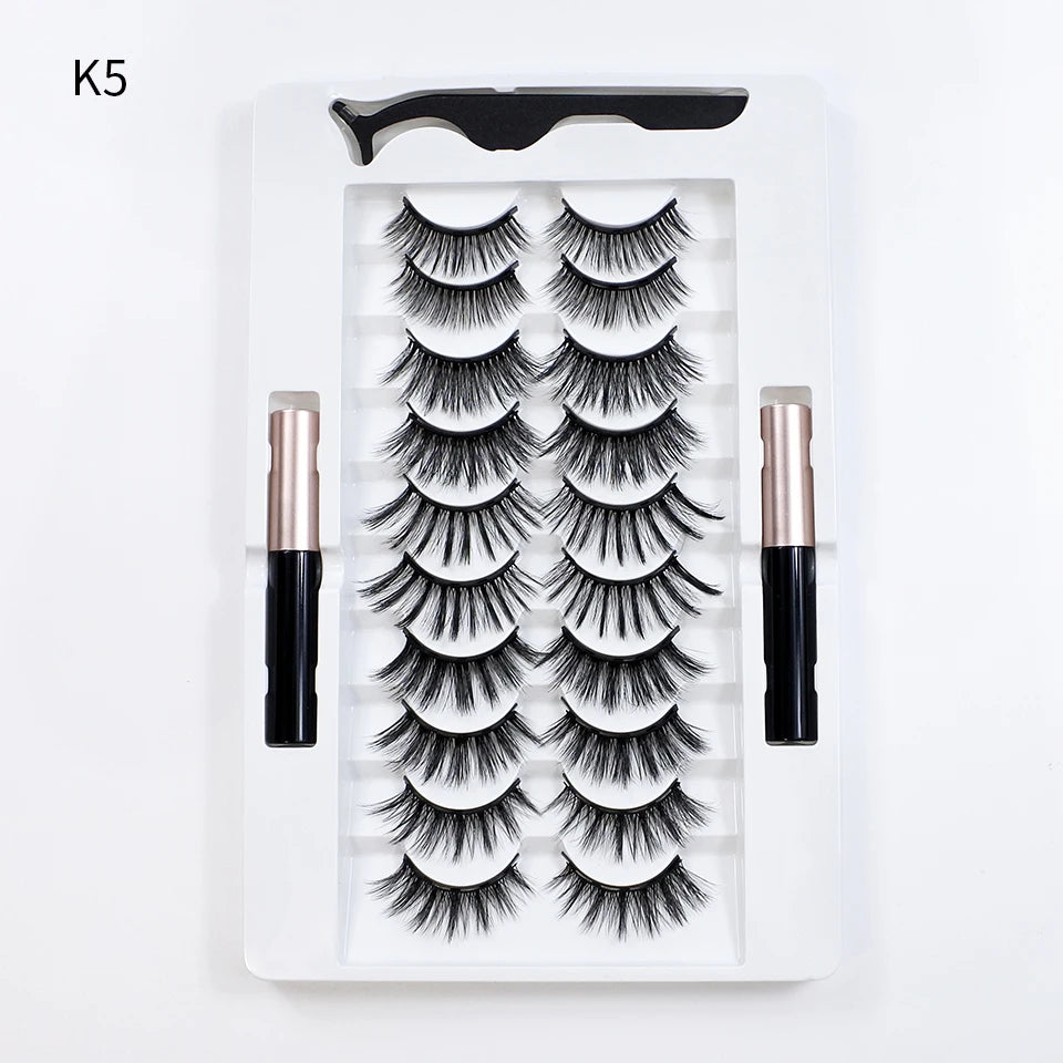Magnetic Lashes Kit – 5 Pairs Reusable Magnetic False Eyelashes with Eyeliner & Applicator for Natural Look