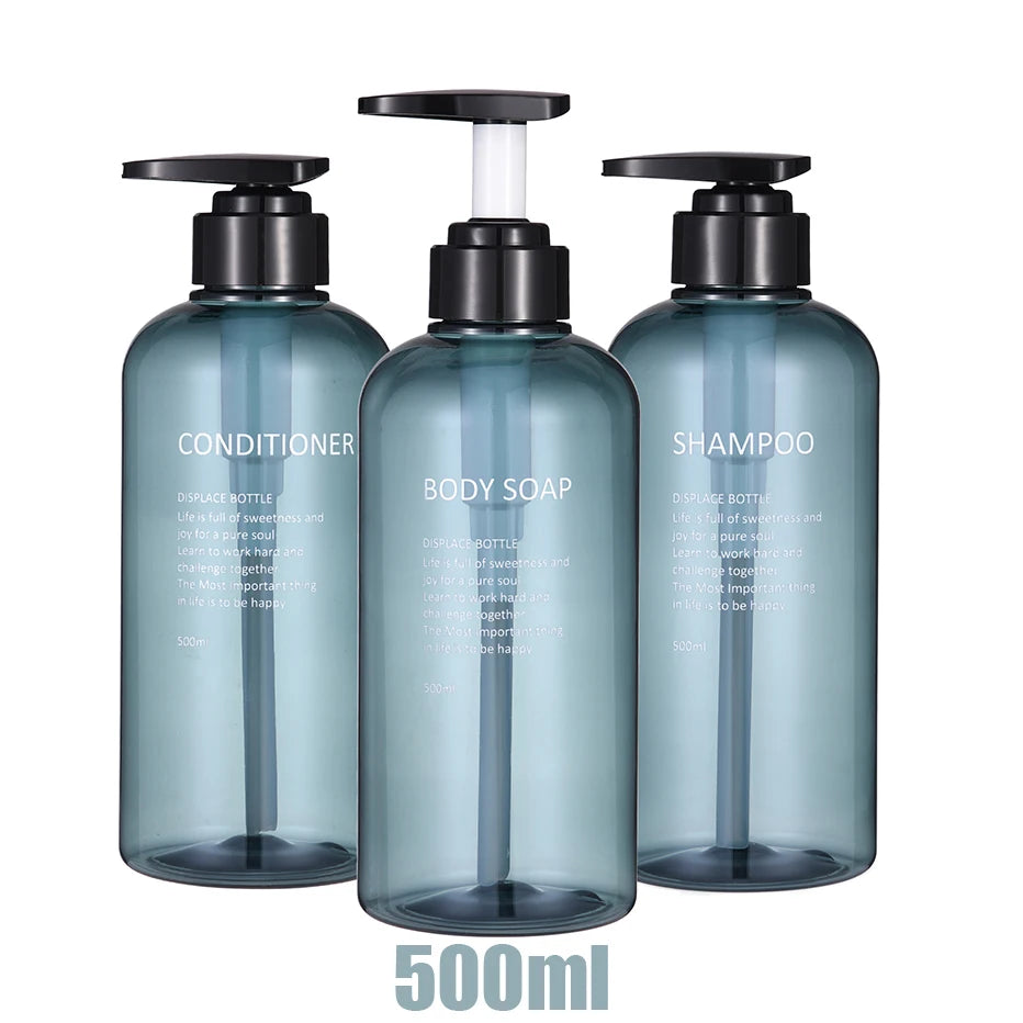 Refillable Shampoo Conditioner Body Wash Dispenser Set Printed Letters Bathroom Soap Bottle Dispenser Shower Pump Shampoo Dispen