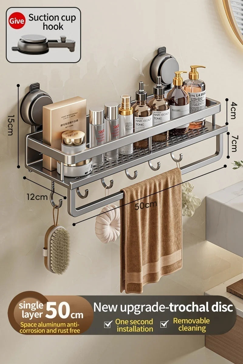 No Drill Bathroom Suction Cup Wall-Mounted Storage Shelf – Triangle Vanity Basket