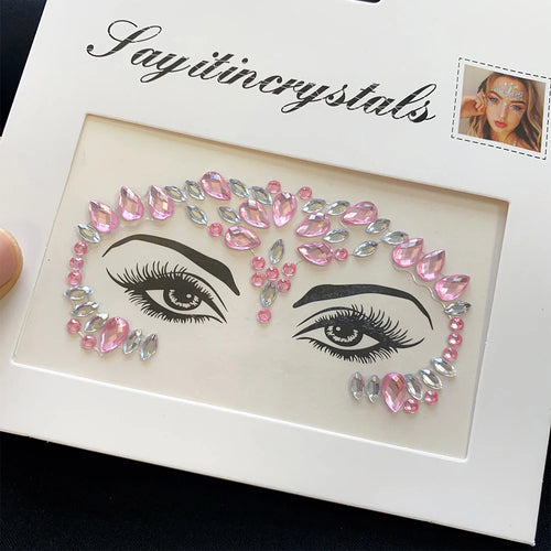 3D Rhinestone Face Tattoo Stickers Colored Glitter Crystal/1Pcs