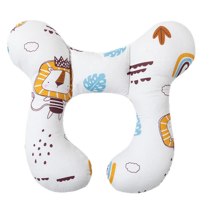 Cartoon Print U-Shaped Pillow for Babies – Neck Protection Travel Pillow for Strollers, Baby Head Shaped Pillow for 0-3 Years