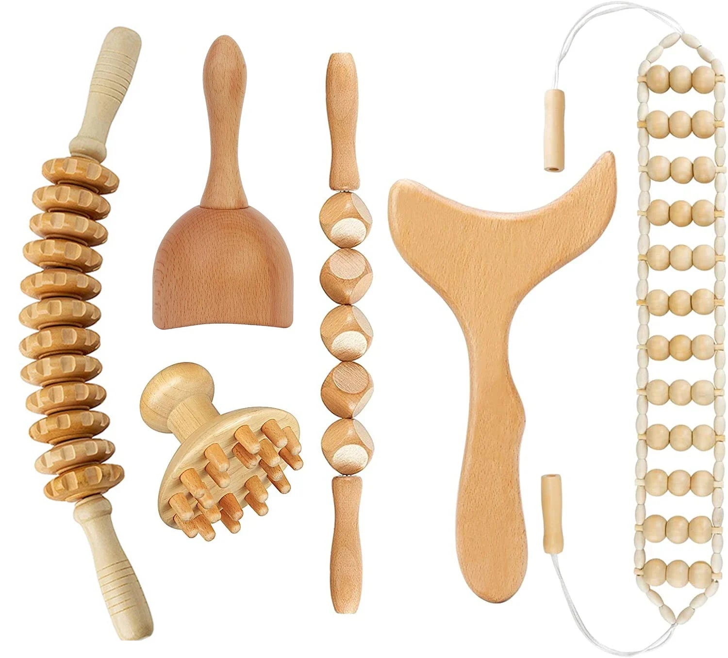 Wooden Therapy Massage Set – Anti-Cellulite & Body Slimming Gua Sha Tools (2/4/6/8PCS)