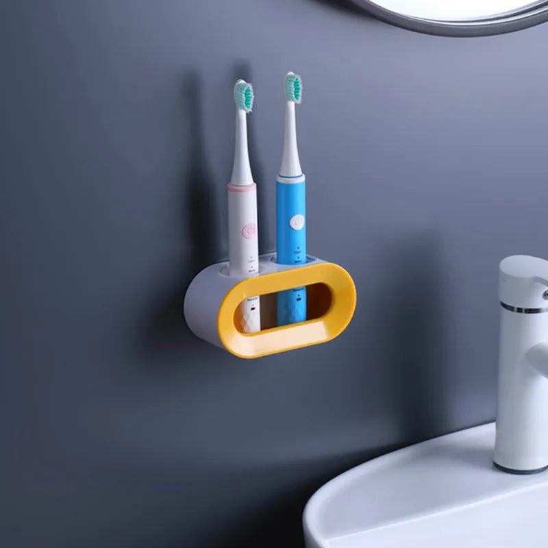 Electric Toothbrush Holder Wall-Mounted Double Hole Self-Adhesive Rack