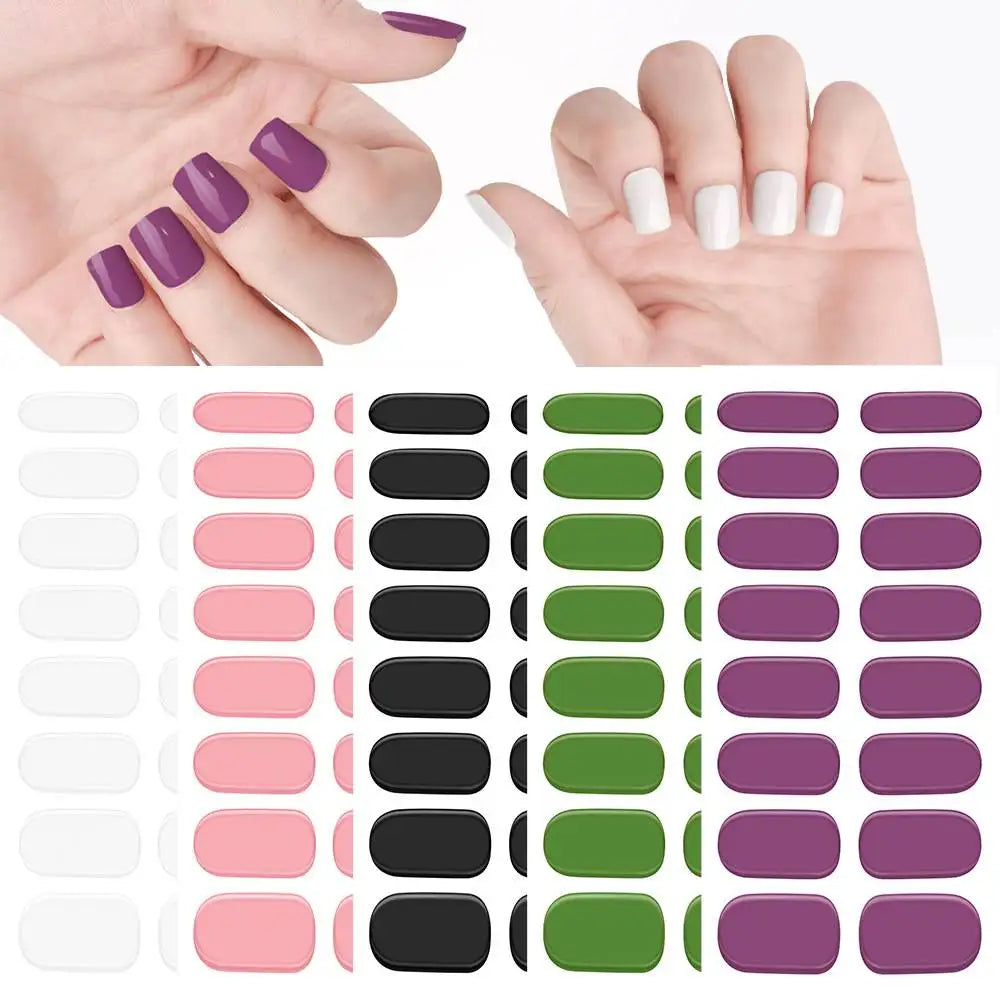 5D Full Cover Nail Stickers | UV Semi-Cured Gel Nail Wraps (16 Tips)