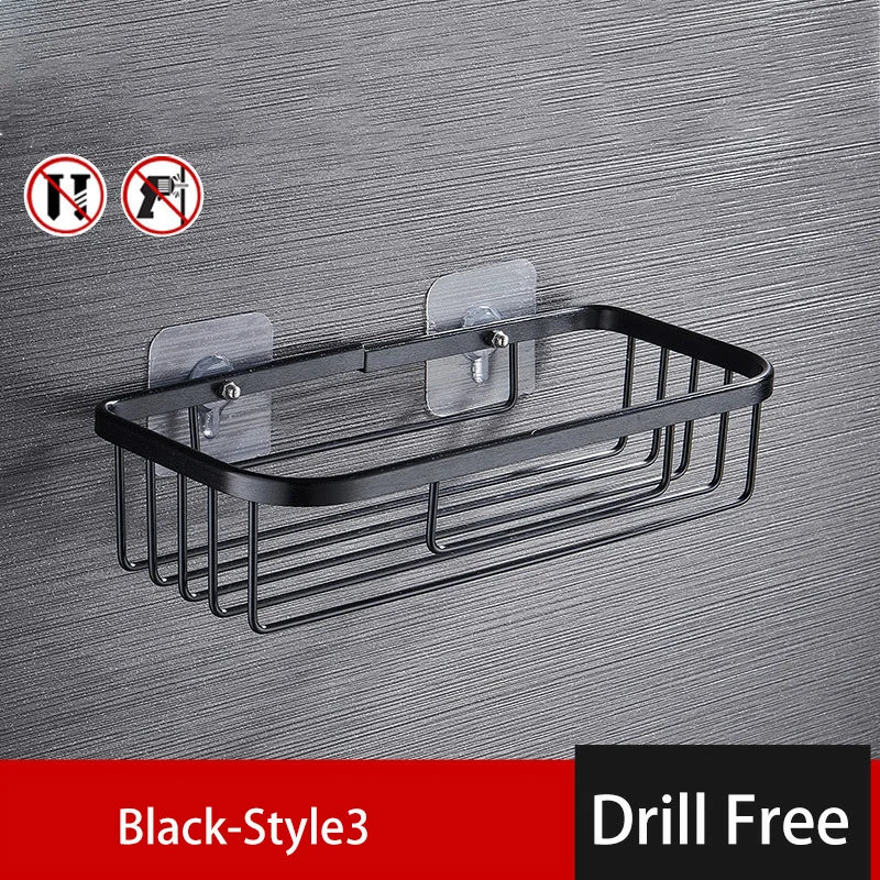RustProof Space Aluminum Wall Mounted Shower Shelf with Suction Cup