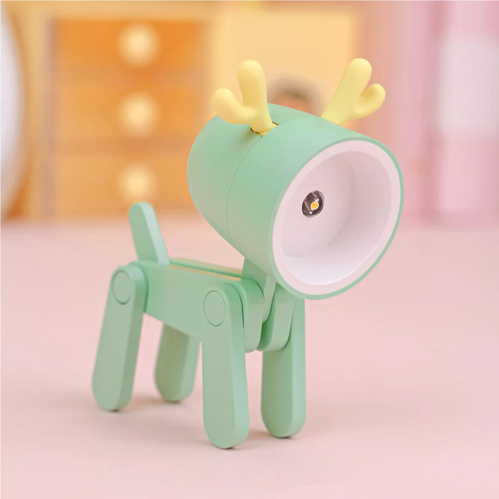 LED Night Light - Mini Folding Desk Lamp, Cute Pet Lights (Dog & Deer) Portable Night Light, Ideal Gift for Students and Living Room Decor