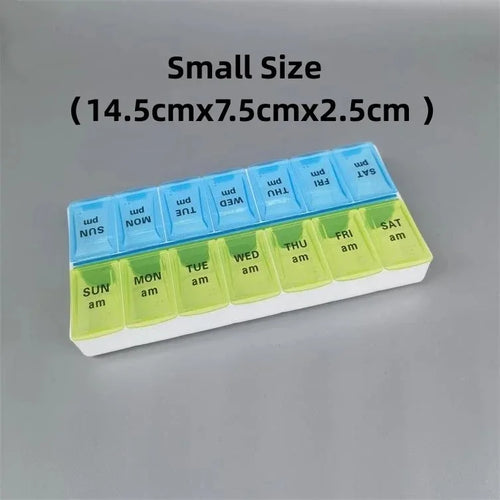 Weekly Travel Pill Organizer - 7 Days, 14 Compartments