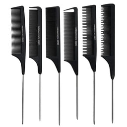 Professional Stainless Steel Hair Tail Combs – Fine-Tooth Salon Styling Comb with Spiked Handle for Cutting & Hair Care