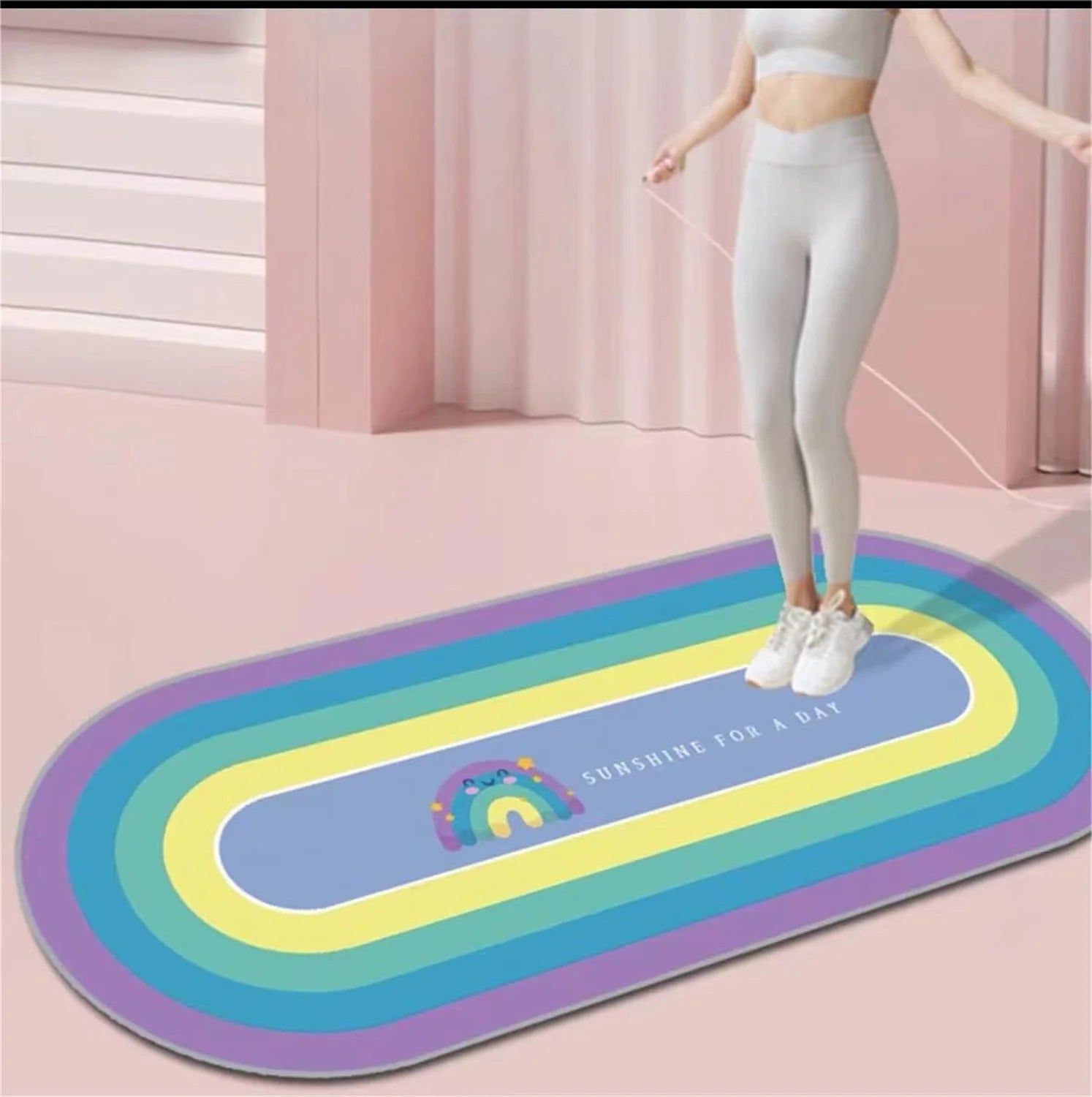Home Fitness Floor Mat – Shock Absorbing, Sound Insulating & Non-Slip Mat for Skip Rope Workouts
