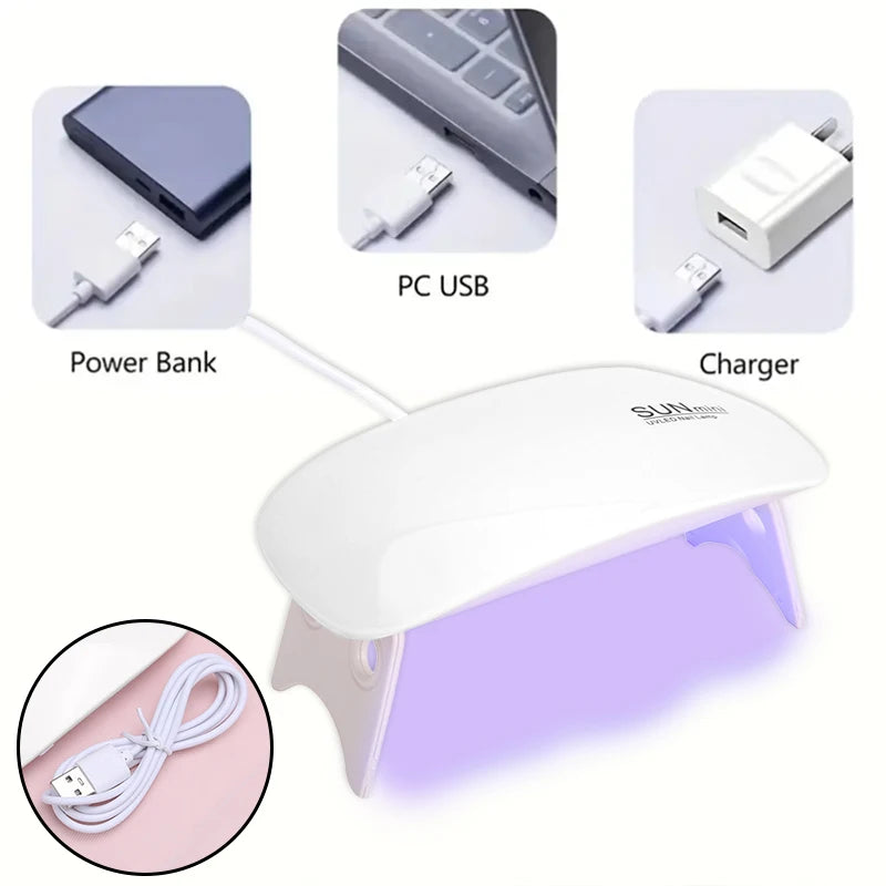 Mini Nail Polish Glue Drying Lamp - USB Interface Folding for Easy Use