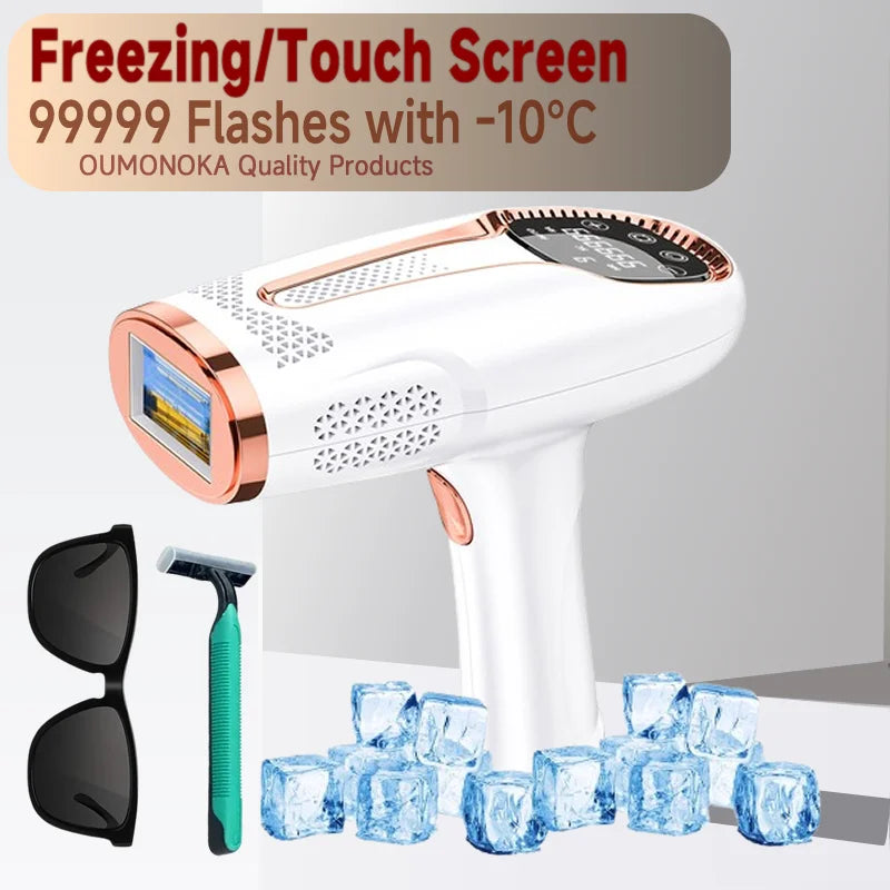 IPL 999,999 Flashes Laser Epilator, Painless Permanent Hair Removal Device for Women and Men, Bikini & Body Use