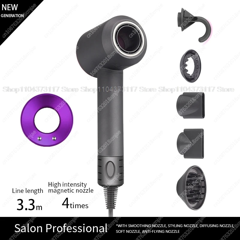 Leafless Hair Dryer New Professional With Flyaway Attachment Negative Ionic Premium Hair Dryers Multifunction Salon Style Tool