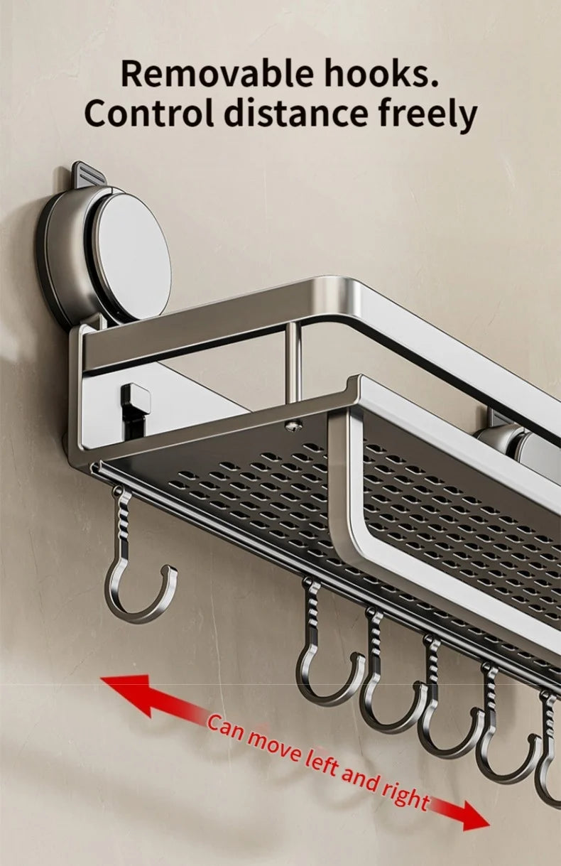 No Drill Bathroom Suction Cup Wall-Mounted Storage Shelf – Triangle Vanity Basket