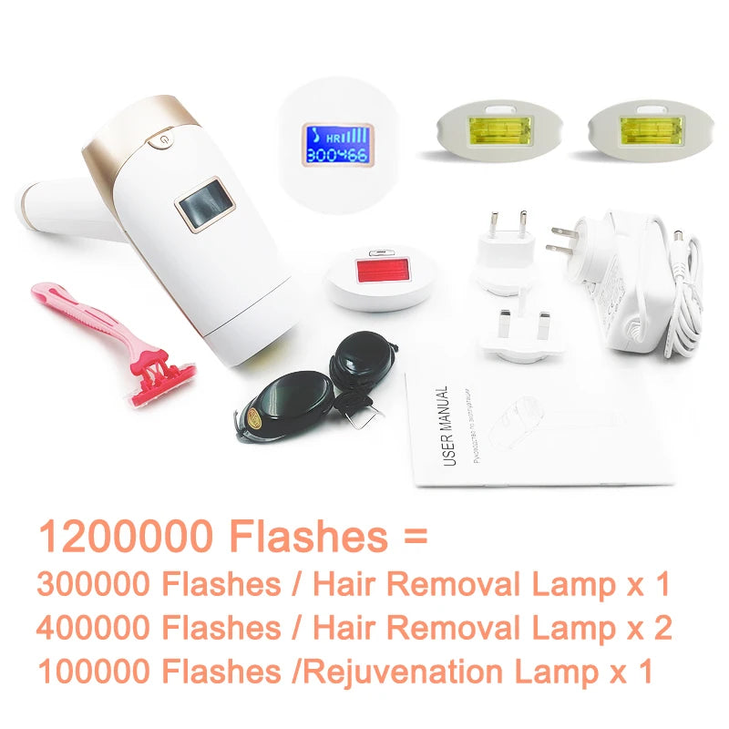 2-in-1 IPL Hair Removal & Rejuvenation Device – Painless, Permanent, Replaceable Lamp Epilator