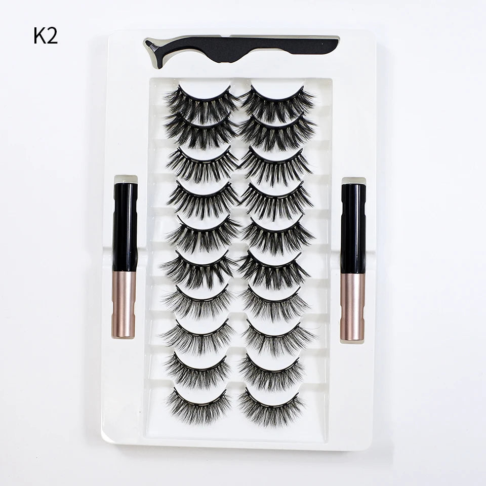 Magnetic Lashes Kit – 5 Pairs Reusable Magnetic False Eyelashes with Eyeliner & Applicator for Natural Look
