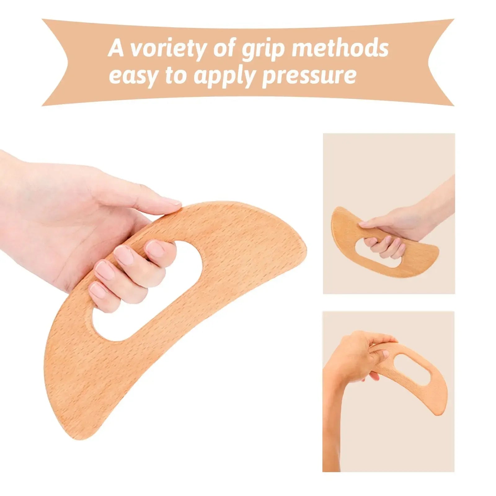 Wooden Gua Sha Tool Manual Massage Scraper for Lymphatic Drainage