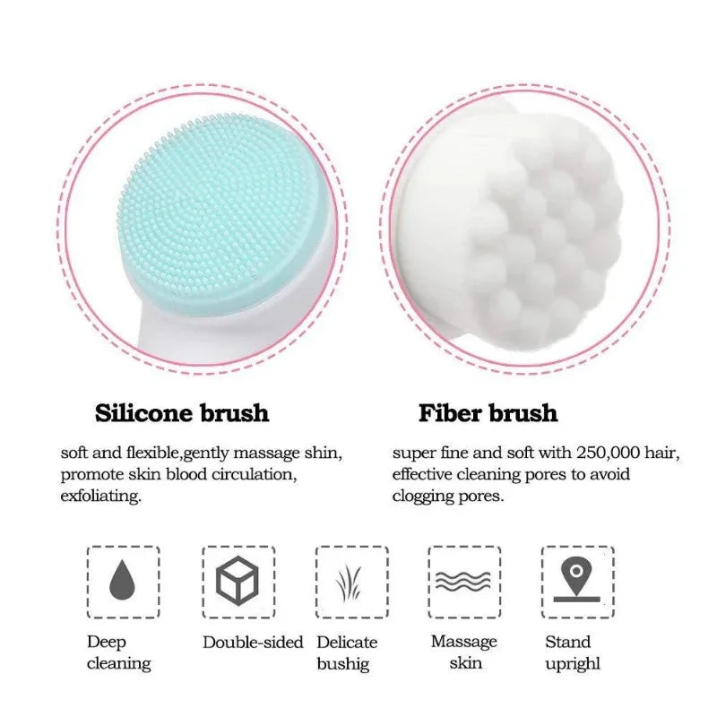 3D Silicone Facial Cleansing Brush - Dual-Sided for Deep Clean & Massage