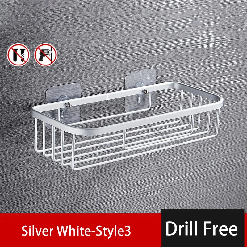 RustProof Space Aluminum Wall Mounted Shower Shelf with Suction Cup