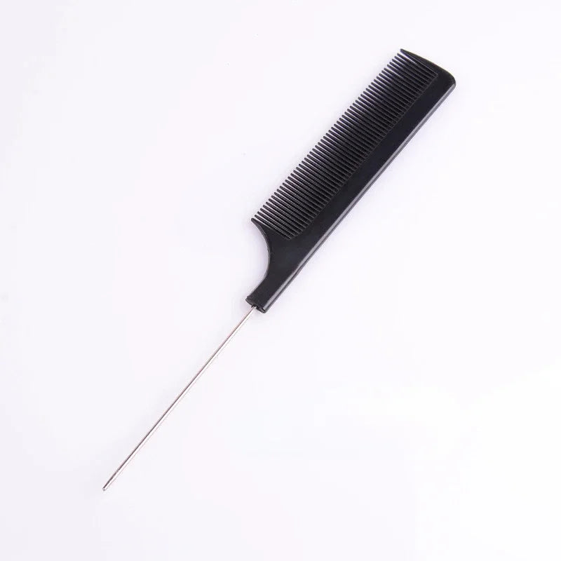 Professional Stainless Steel Hair Tail Combs – Fine-Tooth Salon Styling Comb with Spiked Handle for Cutting & Hair Care