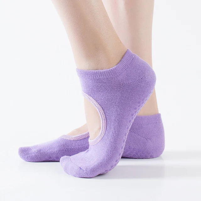 Bandage Yoga Socks for Women – Non-Slip Cotton Pilates, Ballet, Dance & Gym Workout Socks with Grip