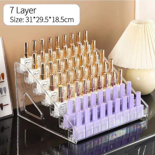 Acrylic Nail Polish Display Rack Transparent Cosmetic 3/4/5/6/7 Layers