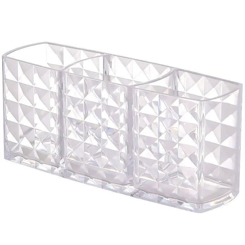 Transparent Acrylic Makeup Organizer Box - 3-5 Grid Brush Holder & Storage for Desk
