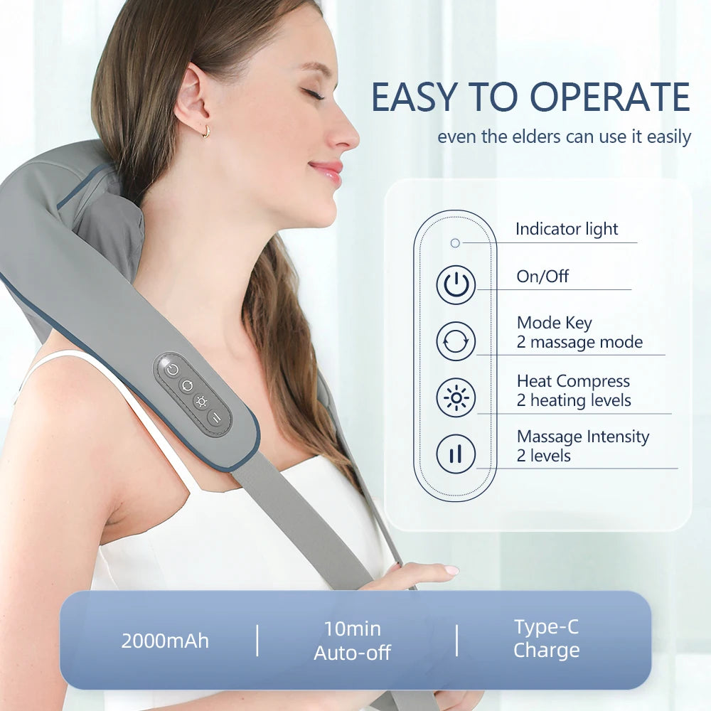 Foreverlily 26W Wireless Neck & Shoulder Massager - For Back Relief